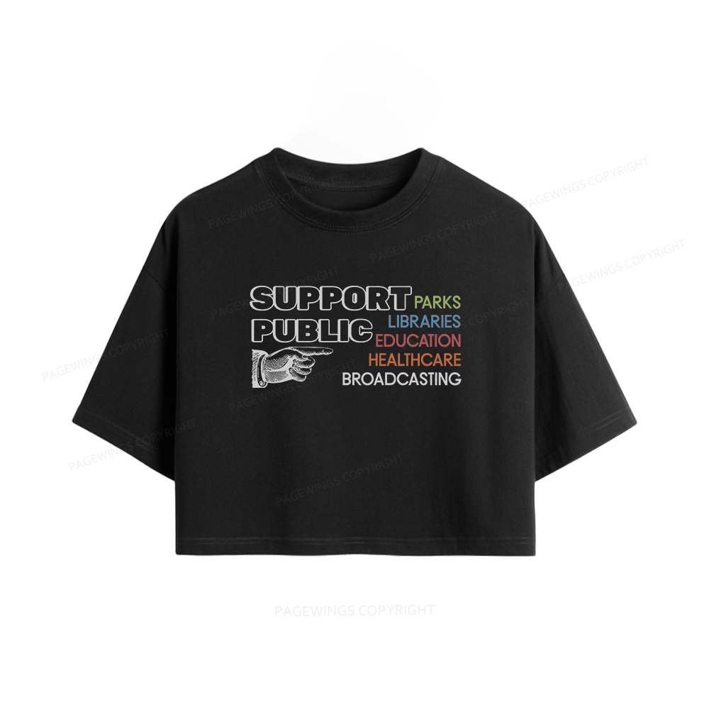Pagewings Support Public Parks Libraries Education Women Crop Tops