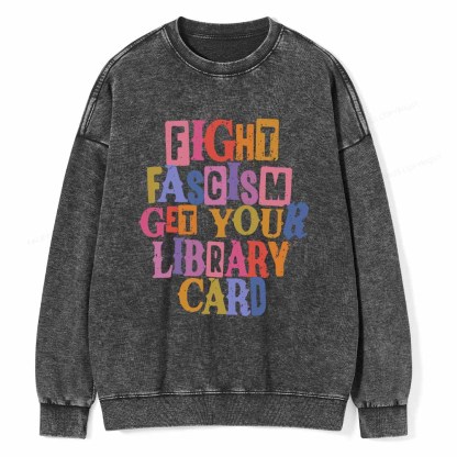 Pagewings Get Your Library Card Unisex Washed Sweatshirt