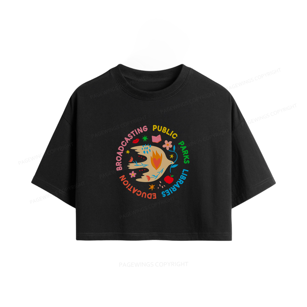 Pagewings Public Parks Libraries Education Broadcasting Women Crop Tops