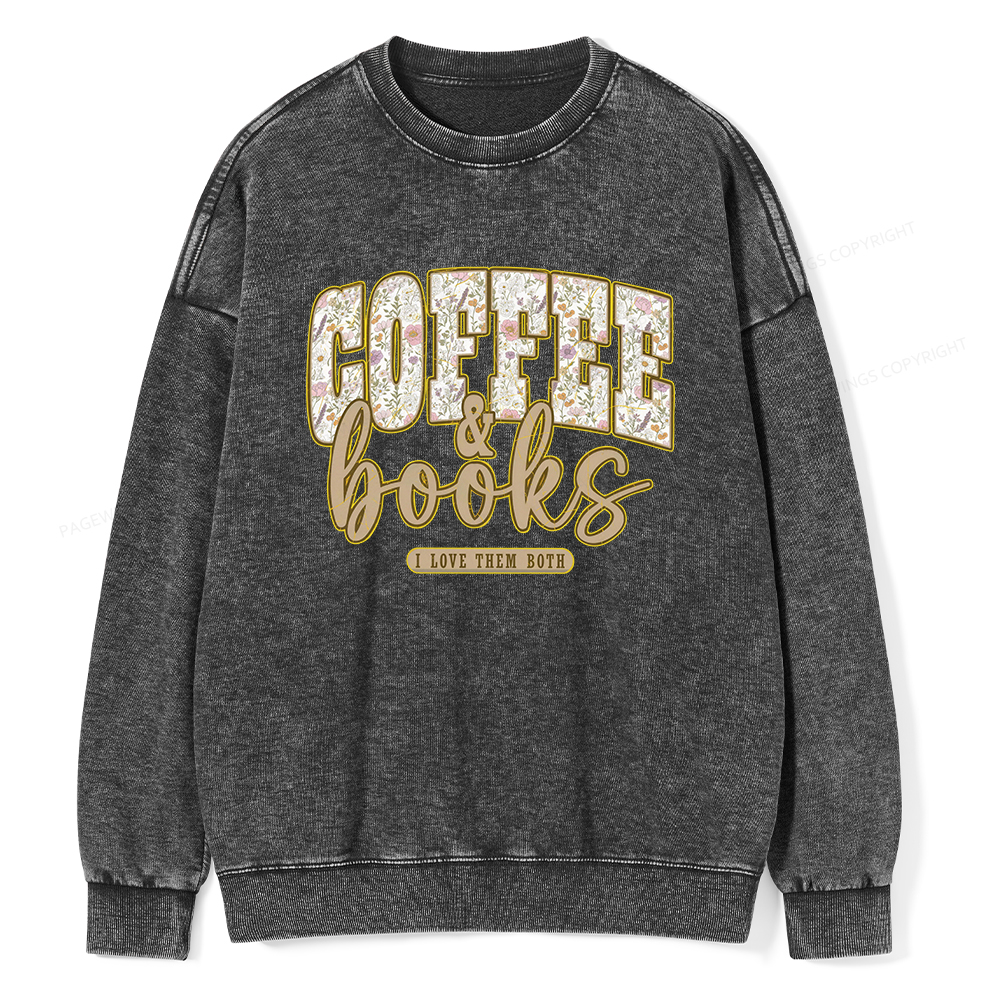 Pagewings Coffee And Books Washed Sweatshirt