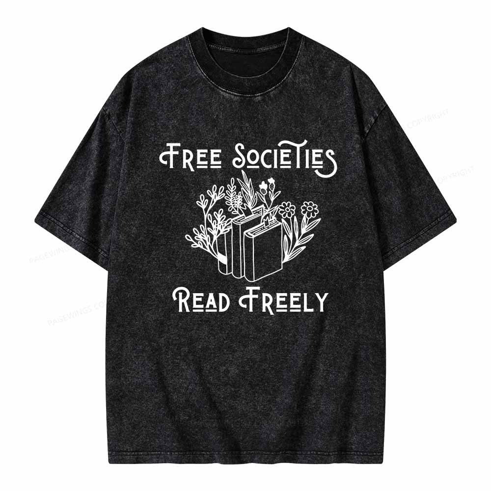 Pagewings Free Societies Read Freely Shirt Unisex Washed T-shirt