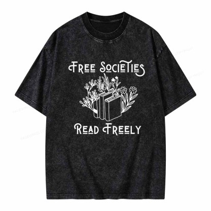 Pagewings Free Societies Read Freely Shirt Unisex Washed T-shirt