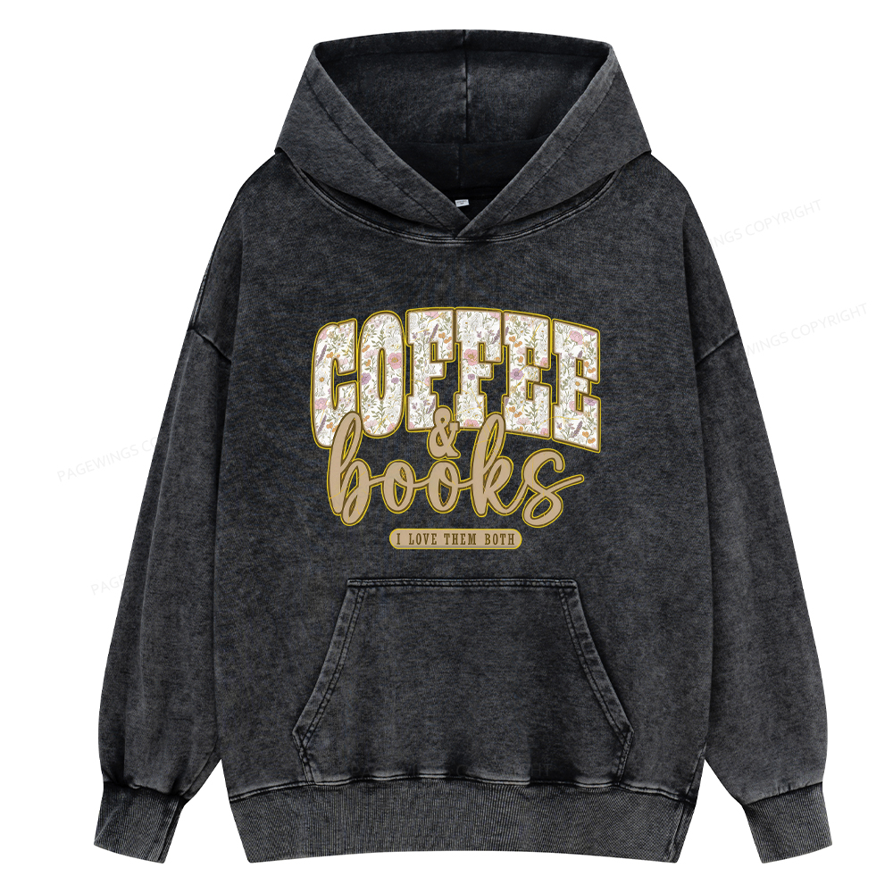 Pagewings Coffee And Books Unisex Washed Hoodie
