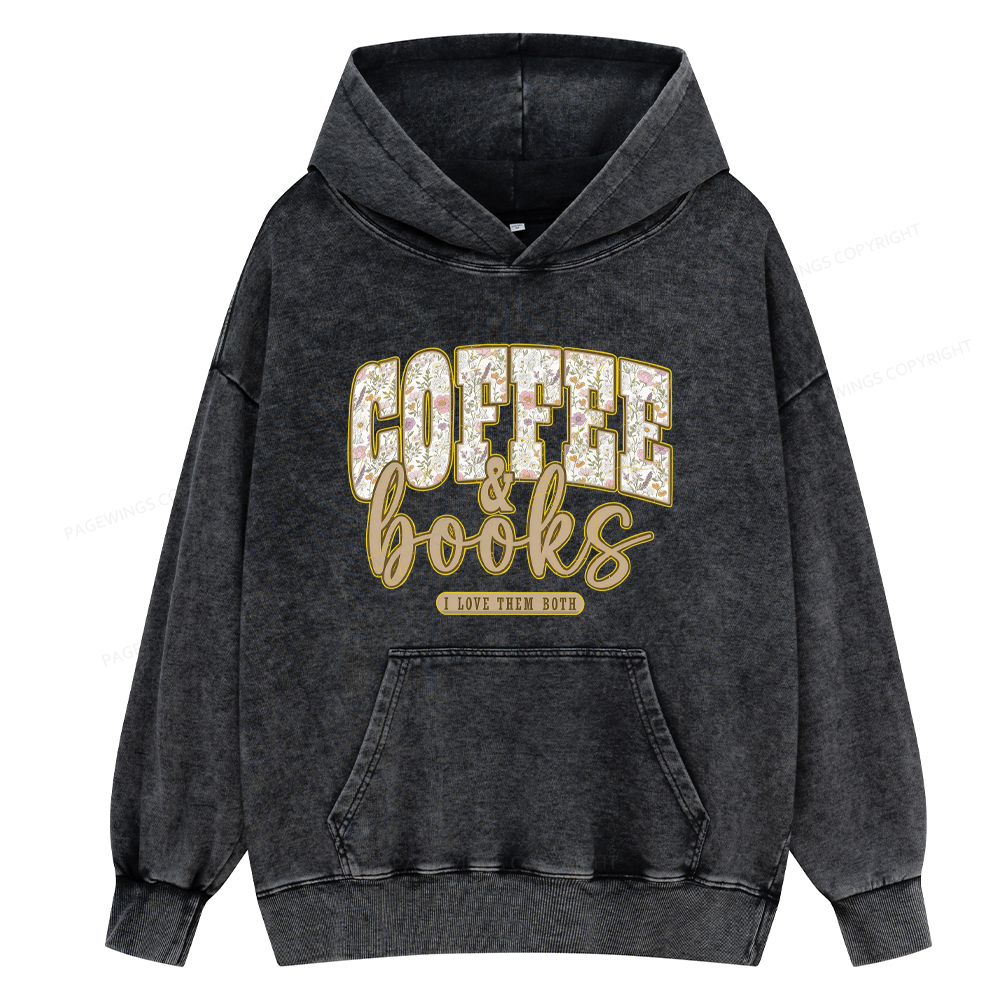 Pagewings Coffee And Books Unisex Washed Hoodie