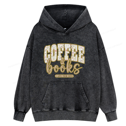 Pagewings Coffee And Books Unisex Washed Hoodie