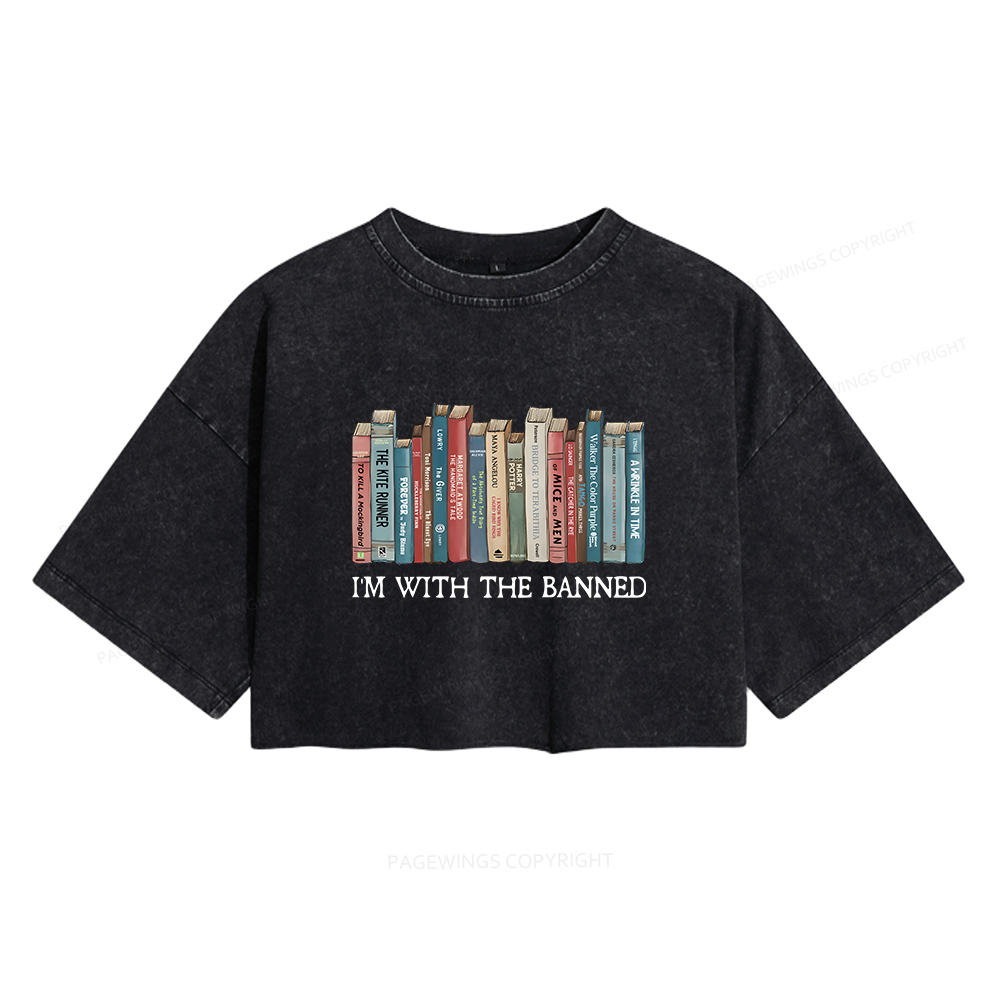 Pagewings I'm With The Banned Women's Washed Cropped T-shirt