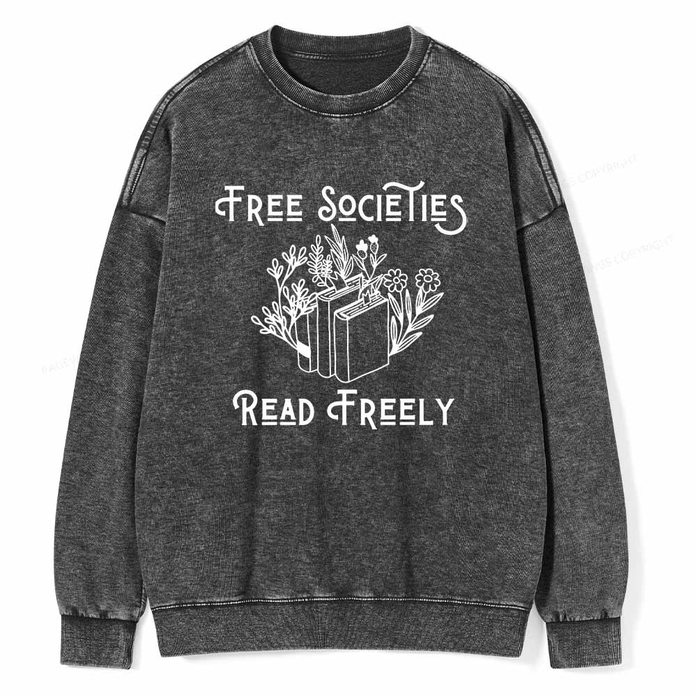 Pagewings Free Societies Read Freely Shirt Unisex Washed Sweatshirt