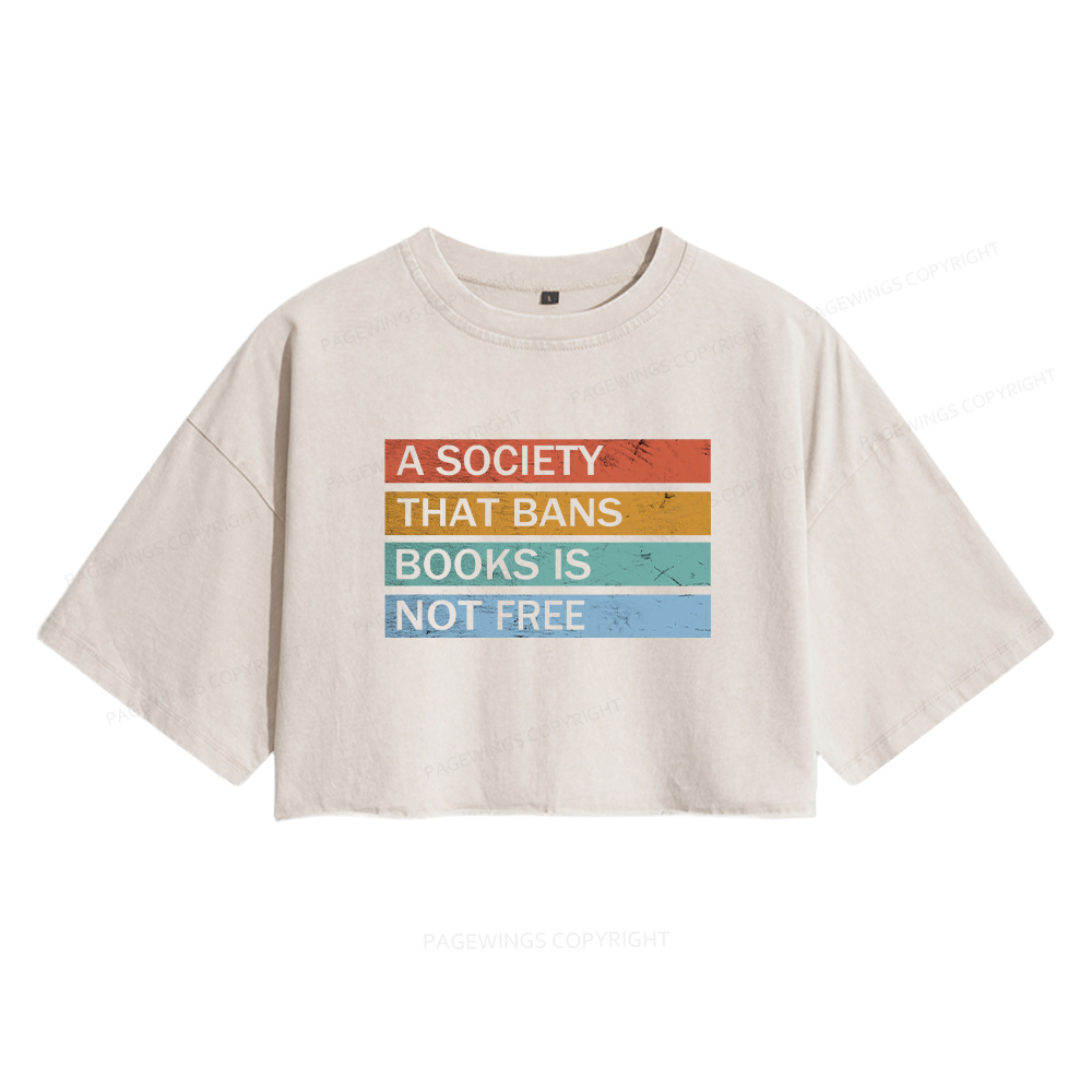 Pagewings Read Banned Books Women's Washed Cropped T-shirt