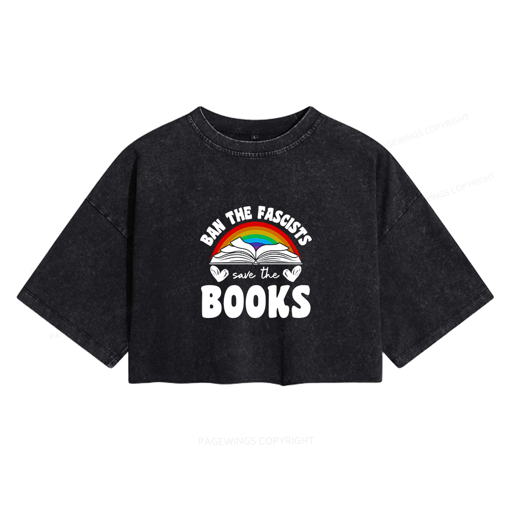 Pagewings Banned books T-Shirt Women's Washed Cropped T-shirt