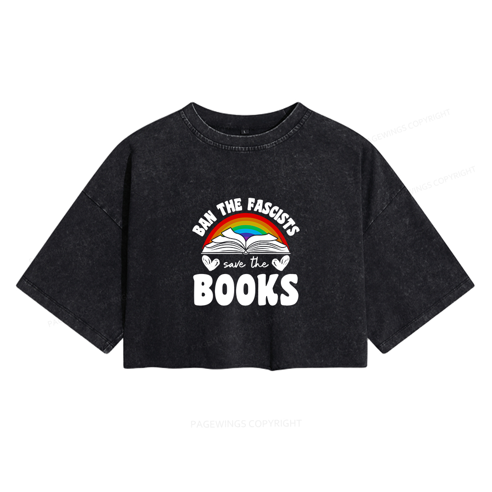 Pagewings Banned books T-Shirt Women's Washed Cropped T-shirt
