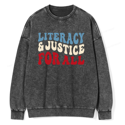 Pagewings Literacy And Justice For All Washed Sweatshirt