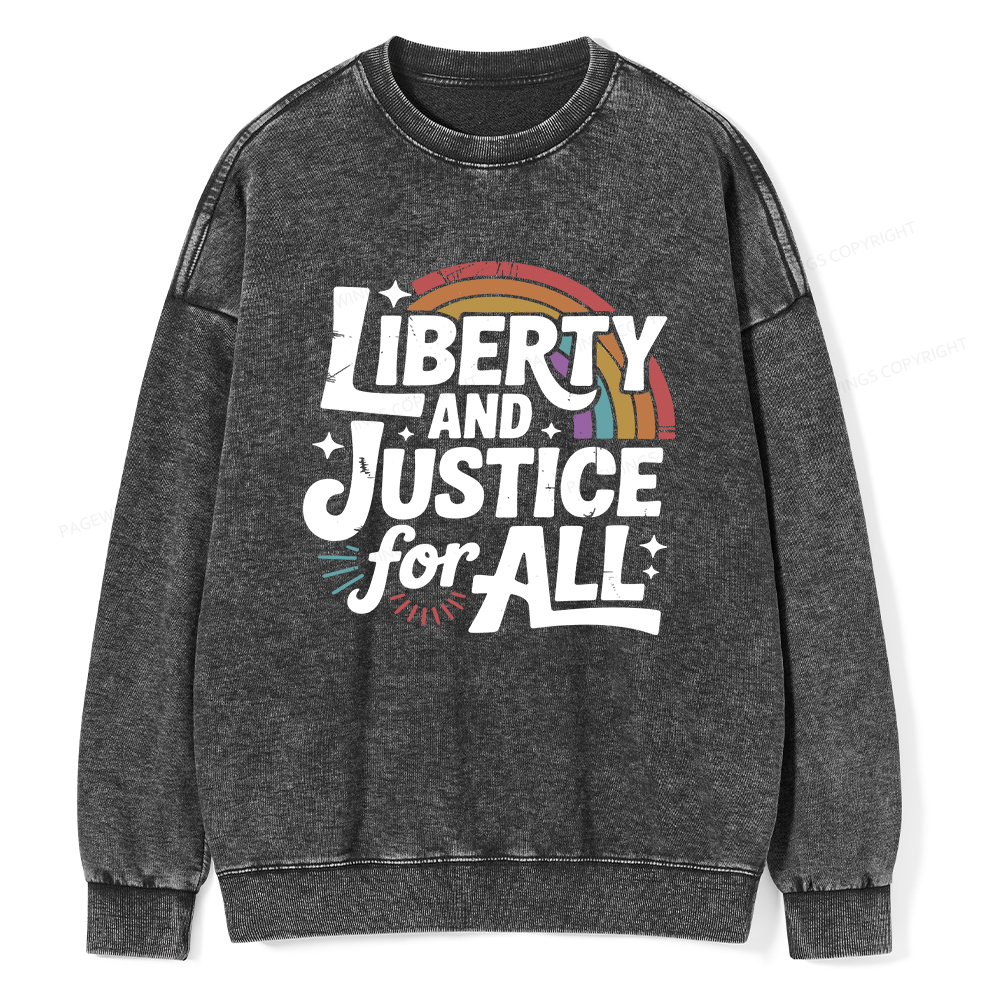 Pagewings Liberty And Justice For All Washed Sweatshirt