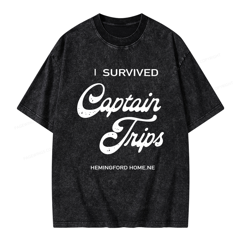 Pagewings I Survived Captain Trips Unisex Washed T-shirt
