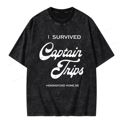 Pagewings I Survived Captain Trips Unisex Washed T-shirt