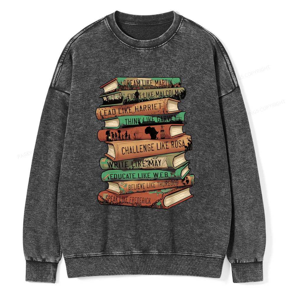 Pagewings Black History Month Books Washed Sweatshirt