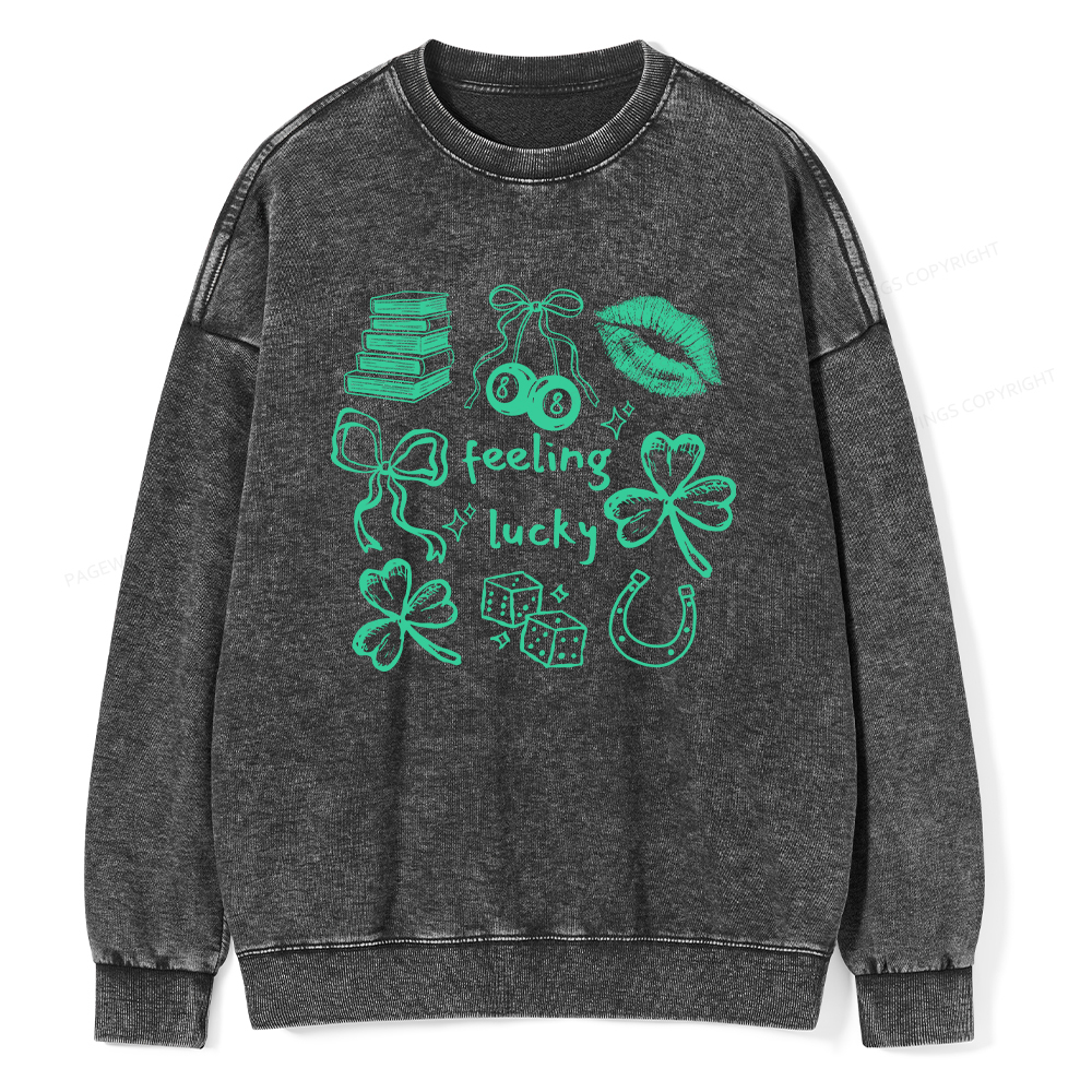 Pagewings Feeling Lucky St. Patrick's Day Washed Sweatshirt