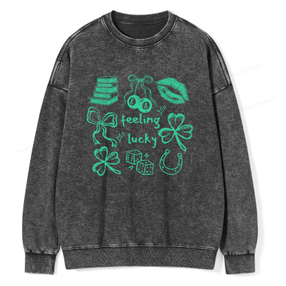Pagewings Feeling Lucky St. Patrick's Day Washed Sweatshirt