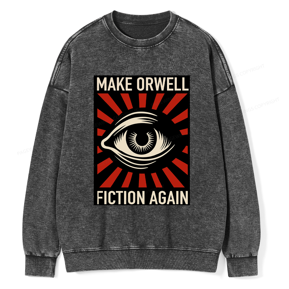 Pagewings Make Orwell Fiction Again Washed Sweatshirt