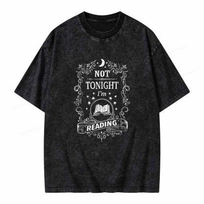 Pagewings Not Tonight Reading Unisex Washed T-shirt