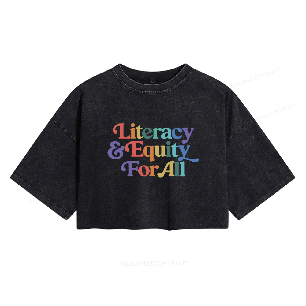 Pagewings Literacy & Equity For All Women's Washed Cropped T-shirt