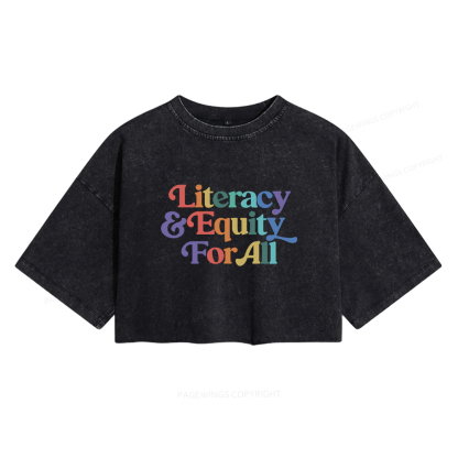 Pagewings Literacy & Equity For All Women's Washed Cropped T-shirt