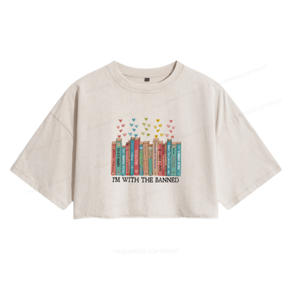 Pagewings I'm With The Banned Women's Washed Cropped T-shirt
