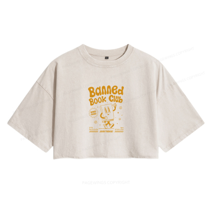 Pagewings Banned Book Club Women's Washed Cropped T-shirt