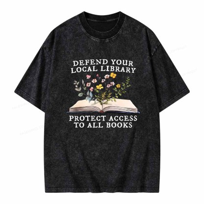 Pagewings Books Save Lives Protect Libraries Unisex Washed T-shirt