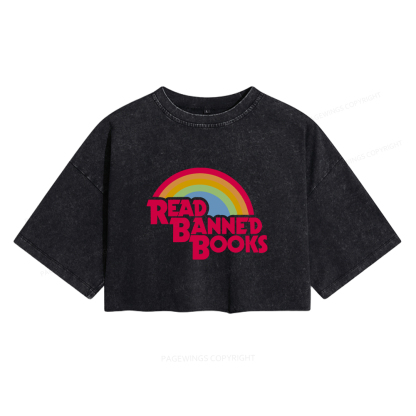 Pagewings Read Banned Books Women's Washed Cropped T-shirt