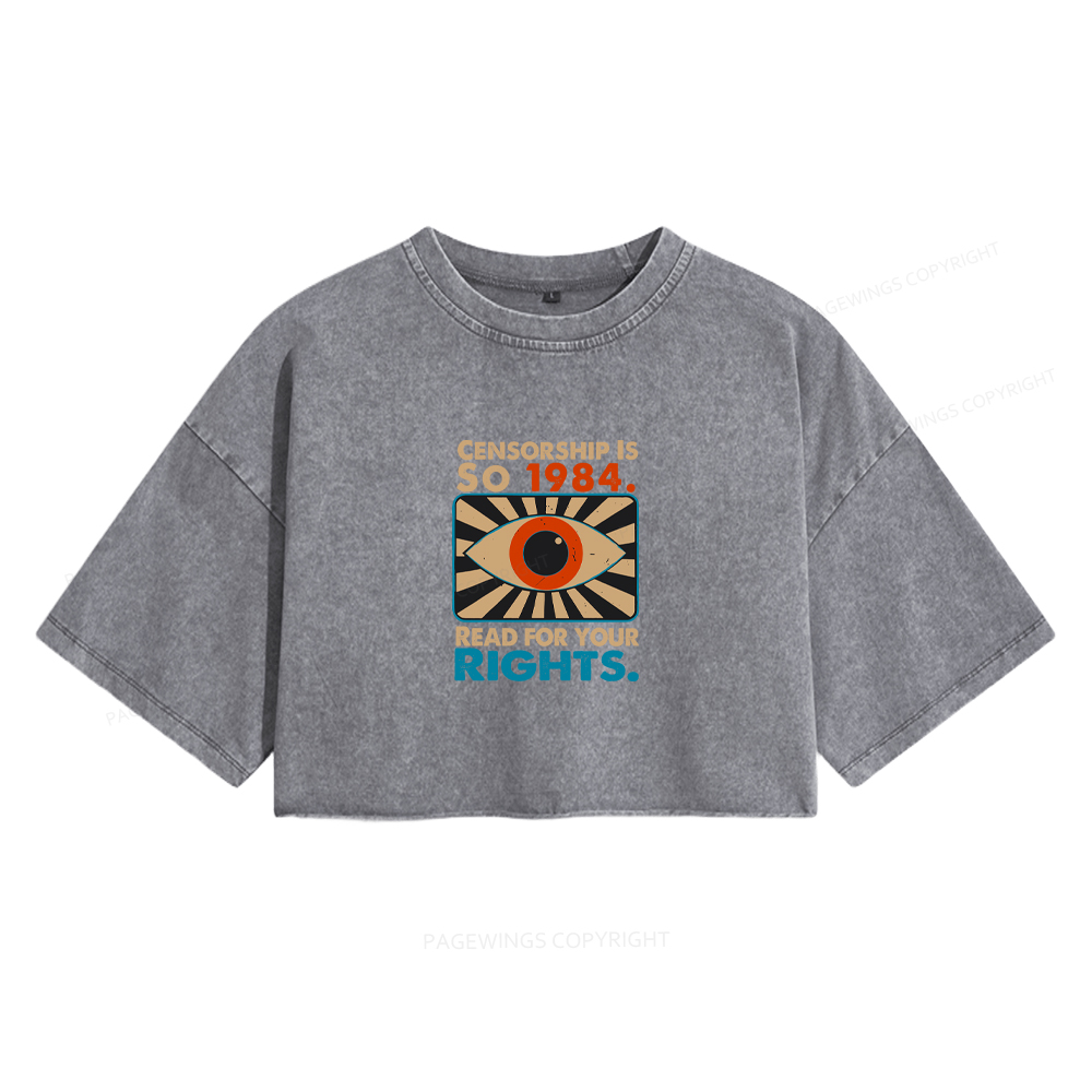Pagewings Read For Your Rights Women's Washed Cropped T-shirt