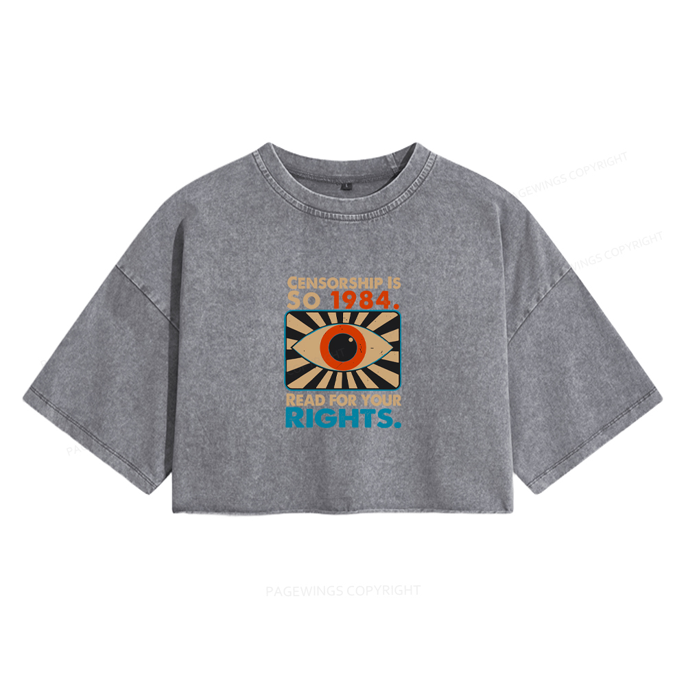 Pagewings Read For Your Rights Women's Washed Cropped T-shirt