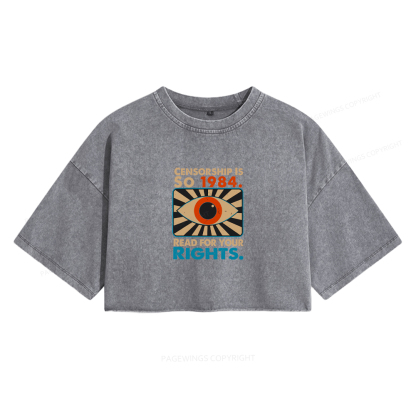 Pagewings Read For Your Rights Women's Washed Cropped T-shirt