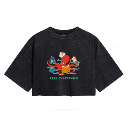 Pagewings Read Everything Women's Washed Cropped T-shirt
