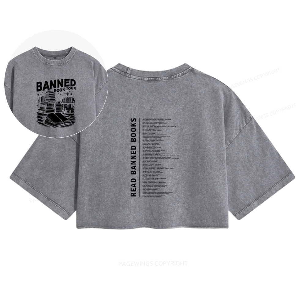 Pagewings Banned Books Tour Women's Washed Cropped T-shirt