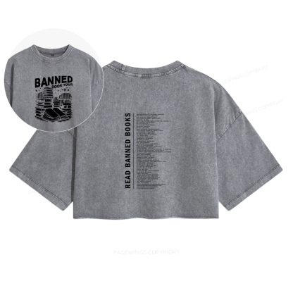 Pagewings Banned Books Tour Women's Washed Cropped T-shirt