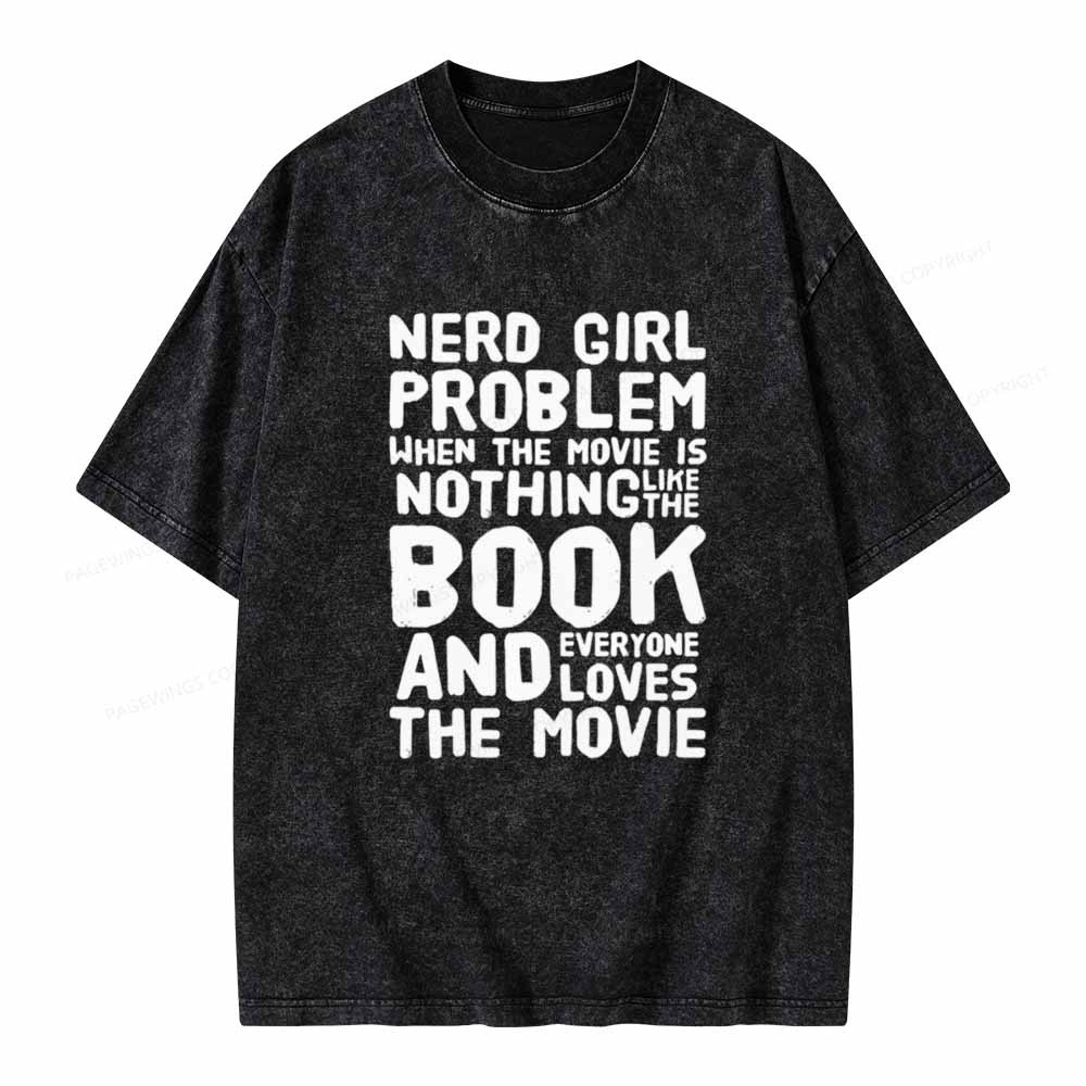 Pagewings NERD GIRL PROBLEM Club Unisex Washed T-shirt