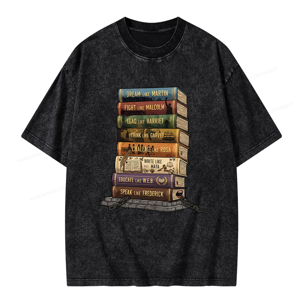 Pagewings Black History Books Unisex Washed T-shirt