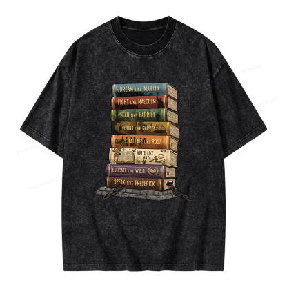 Pagewings Black History Books Unisex Washed T-shirt