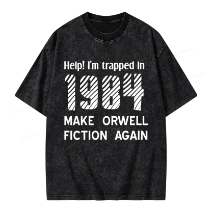 Pagewings Make Orwell Fiction Again Unisex Washed T-shirt