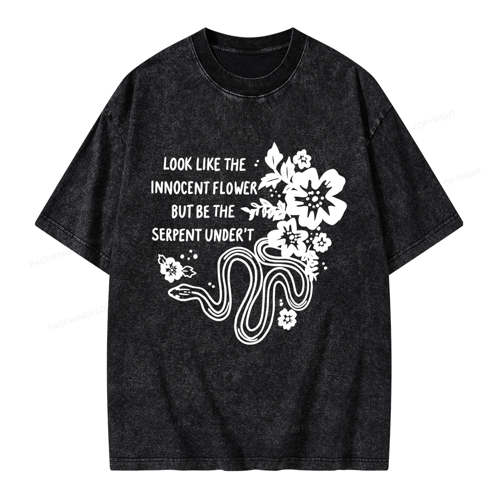 Pagewings Look Like The Innocent Flower Unisex Washed T-shirt