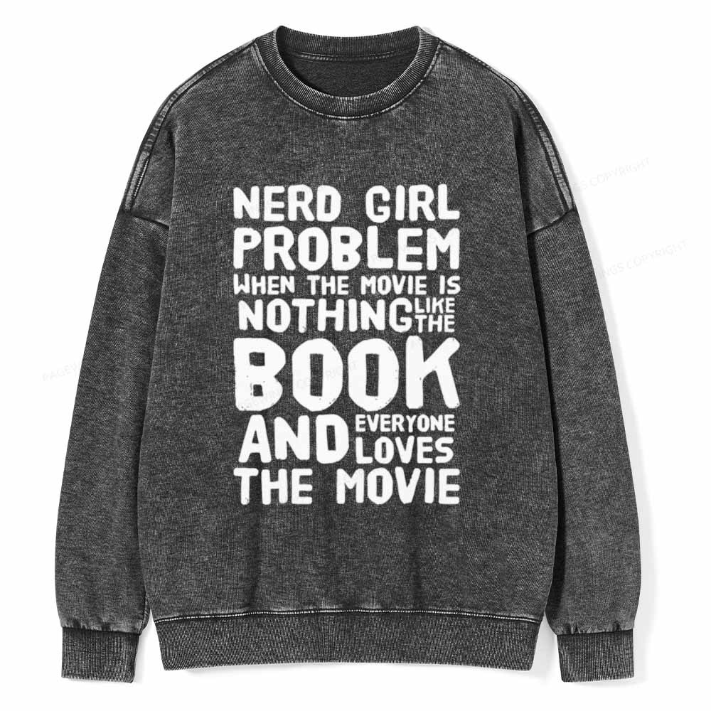 Pagewings NERD GIRL PROBLEM Unisex Washed Sweatshirt