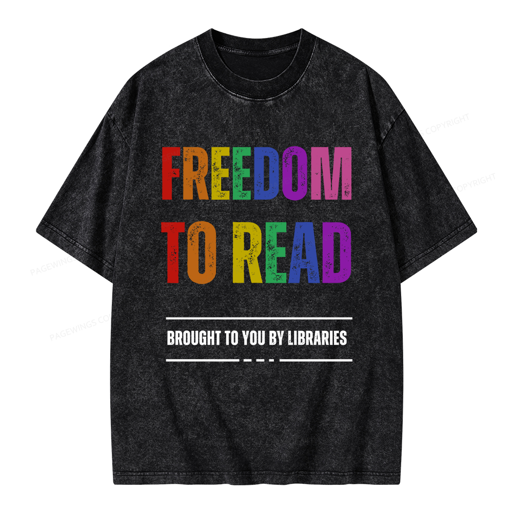 Pagewings Freedom to Read Unisex Washed T-shirt