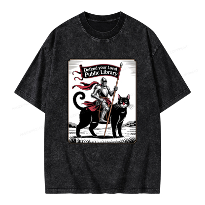 Pagewings Defend Your Local Public Library  Unisex Washed T-shirt