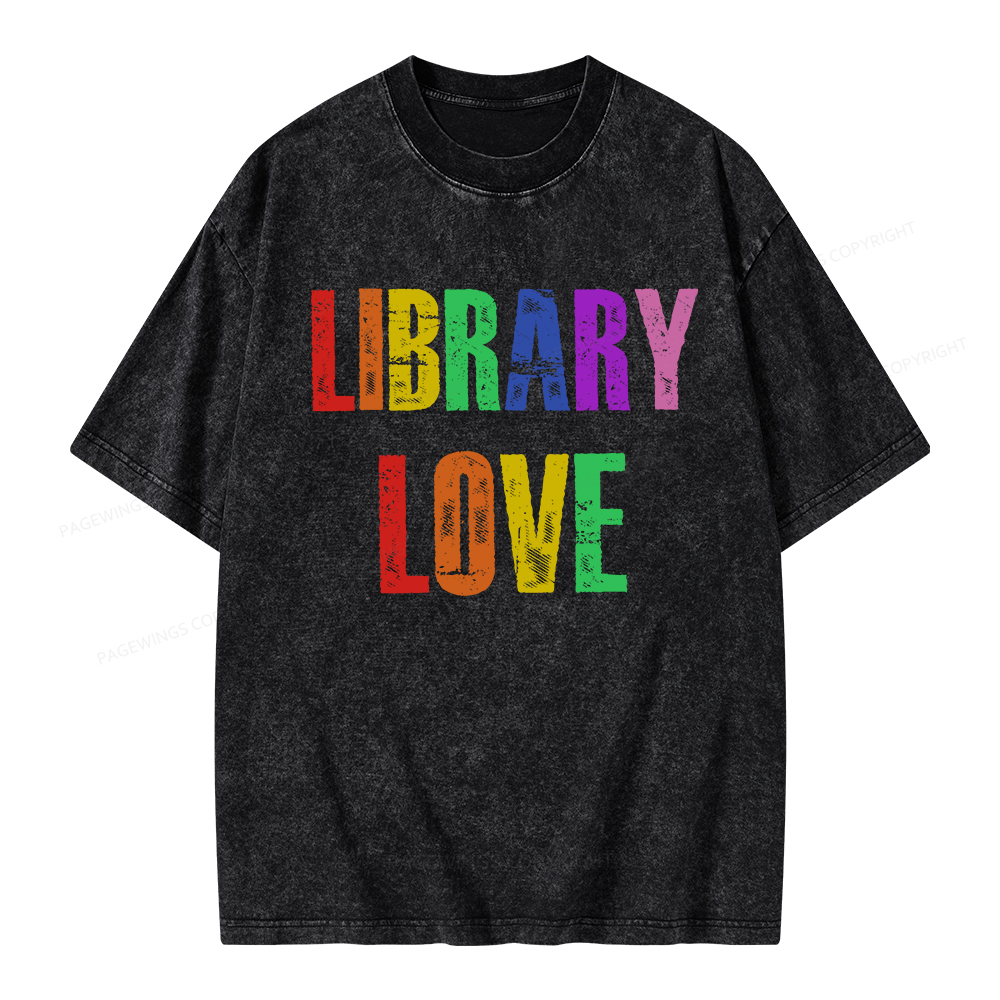 Pagewings Rainbow Library Love Unisex Washed T-shirt