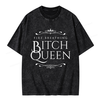 Pagewings Fire Breathing Bitch Queen Unisex Washed T-shirt