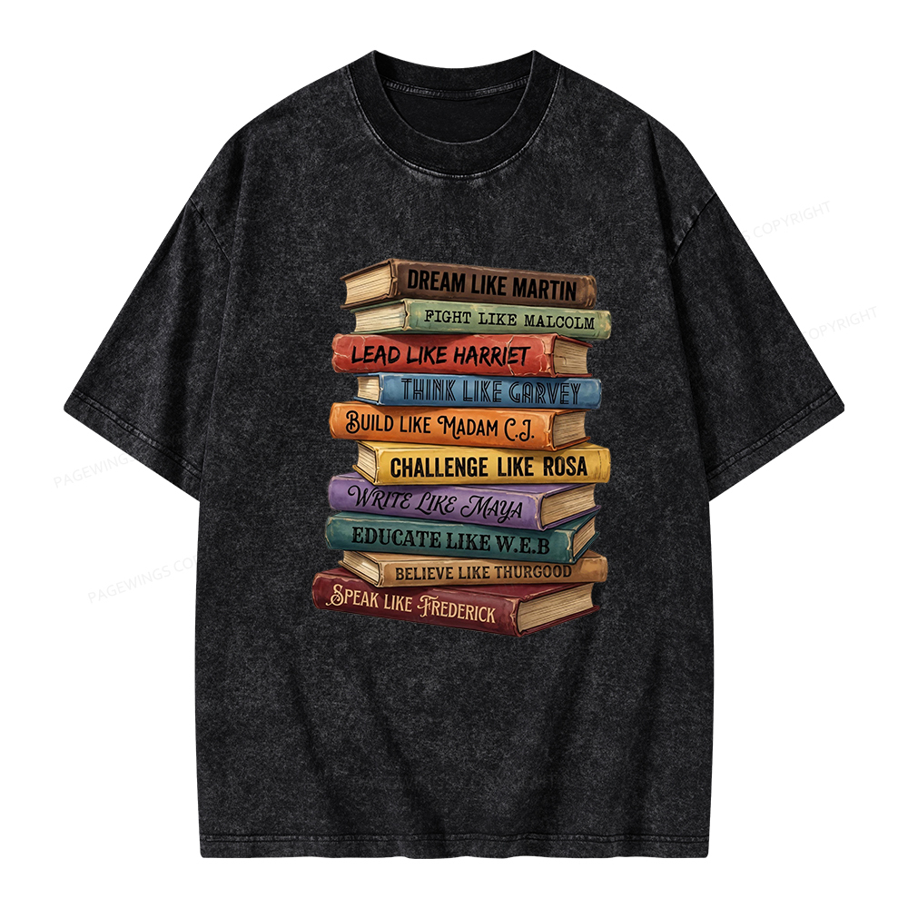 Pagewings Black History Book Unisex Washed T-shirt