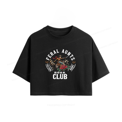 Pagewings Feral Aunt Social Book Club Women Crop Tops