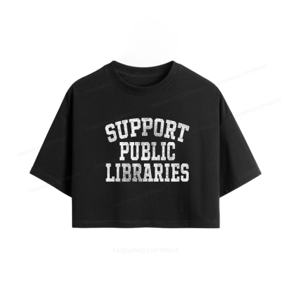 Pagewings Support Public Libraries Women Crop Tops