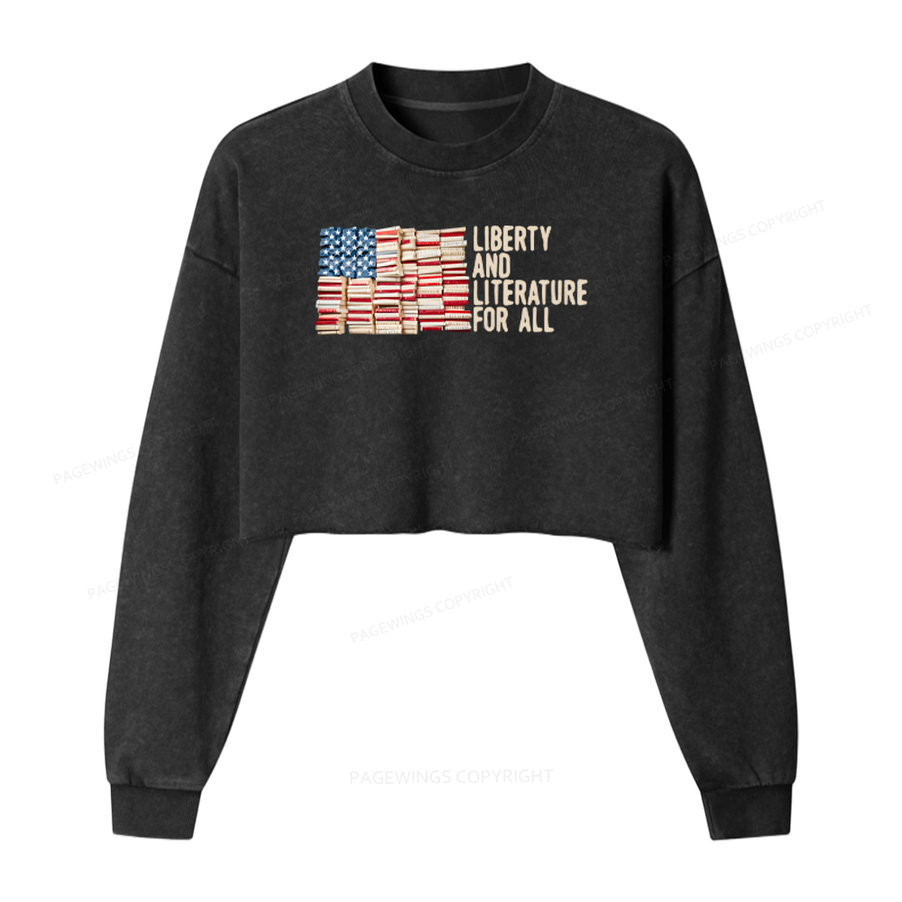 Pagewings Liberty And Literature For All Washed Crop Sweatshirt