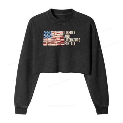Pagewings Liberty And Literature For All Washed Crop Sweatshirt